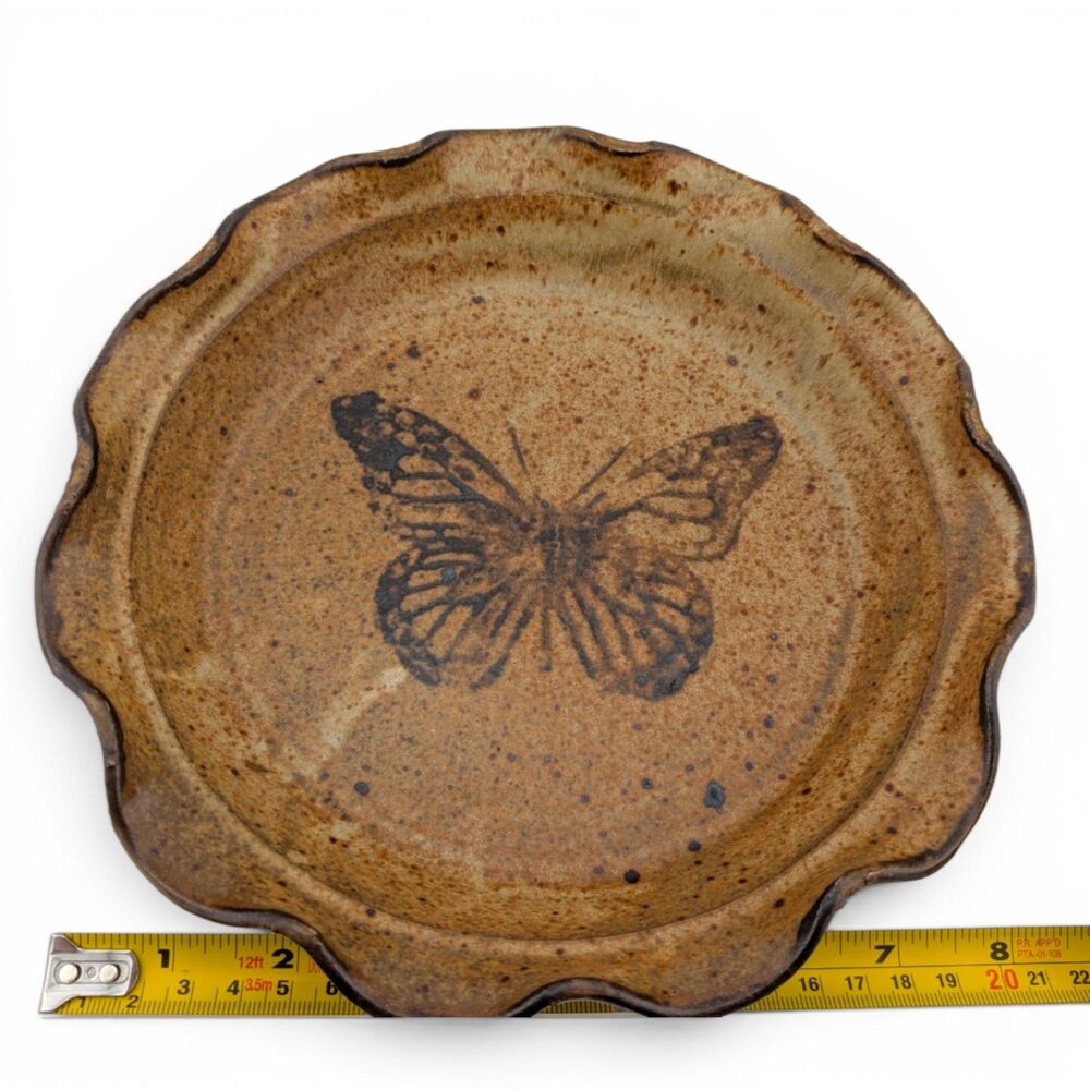 Studio Pottery Butterfly Dish – Handmade Artisan Stoneware Decor